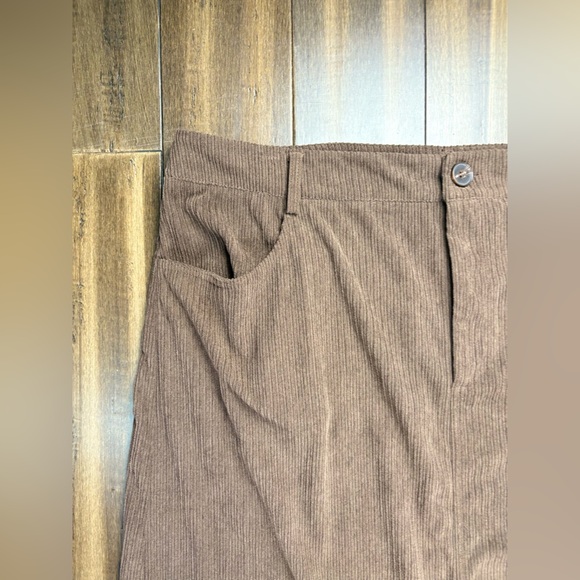 Cider Plus Size 2X Brown Corduroy Midi Maxi High Waisted Skirt Pockets - Picture 2 of 11